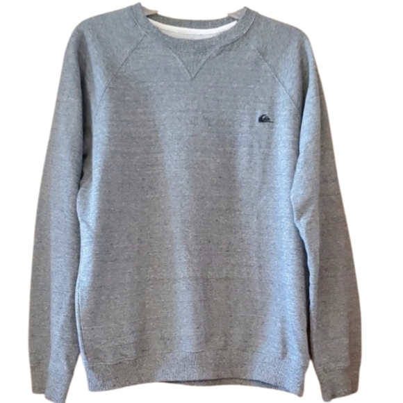 Quiksilver Gray Crewneck Pullover Raglans Sweatshirt with Ribbed Details Size M - Picture 1 of 11